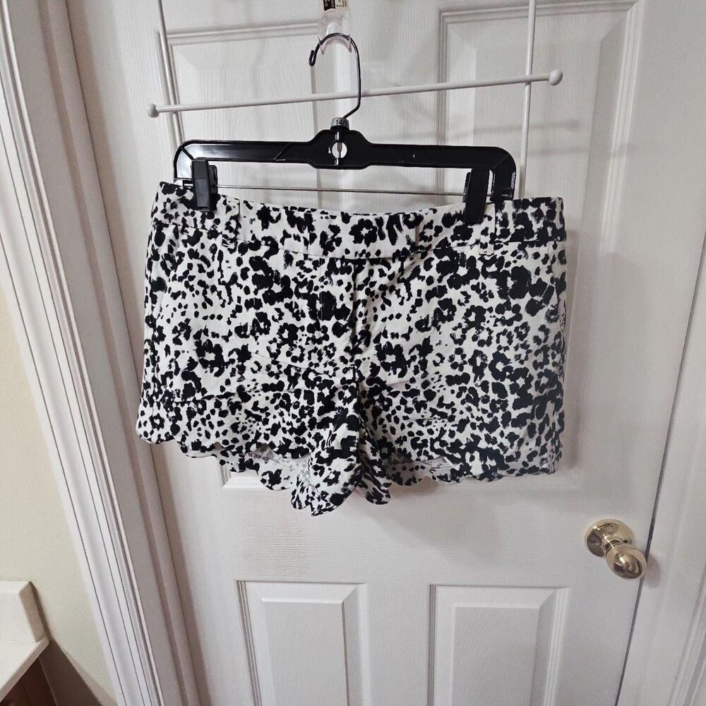 J.Crew Linen Cotton Blend Scalloped Animal Print Shorts Size 12